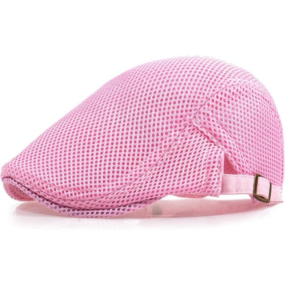 Men's Pink Knitted Fabrics 100% polyester Adjustable Beret Ivy Cap - Picture 1 of 7